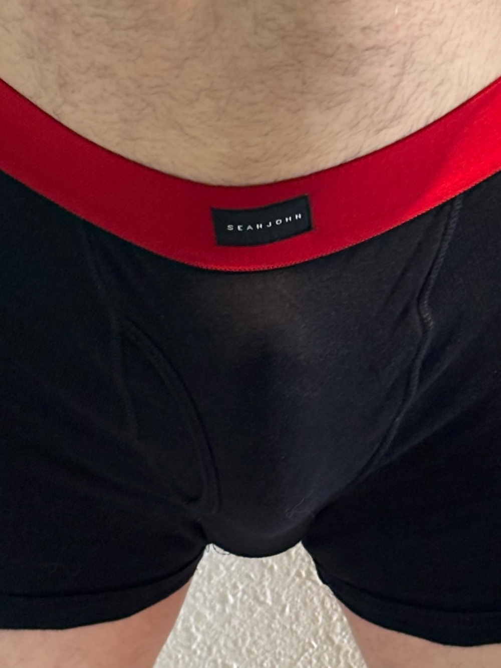 Sean John Black Boxer Briefs with Red Elastic Waistband